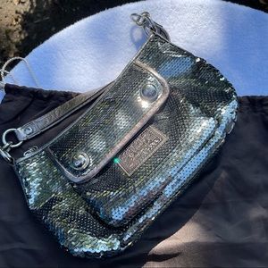 Coach Limited Edition Poppy Groovy Sequin Crossbody Bag GRAHITE/SILVER 15381